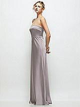 Side View Thumbnail - Cashmere Gray Strapless A-Line Stretch Satin Maxi Dress