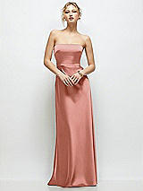 Front View Thumbnail - Desert Rose Strapless A-Line Stretch Satin Maxi Dress