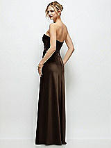 Rear View Thumbnail - Espresso Strapless A-Line Stretch Satin Maxi Dress