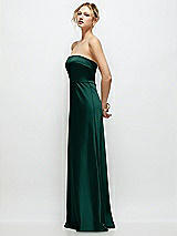 Side View Thumbnail - Evergreen Strapless A-Line Stretch Satin Maxi Dress