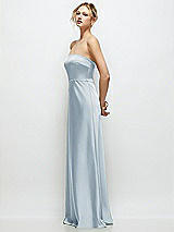 Side View Thumbnail - Mist Strapless A-Line Stretch Satin Maxi Dress