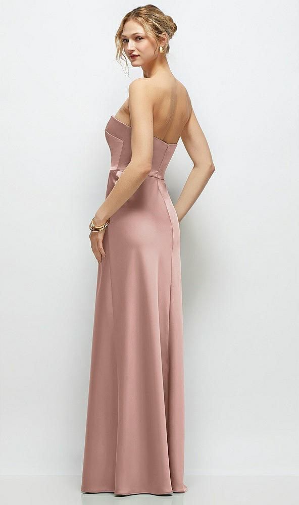 Back View - Neu Nude Strapless A-Line Stretch Satin Maxi Dress