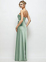 Rear View Thumbnail - Seagrass Strapless A-Line Stretch Satin Maxi Dress