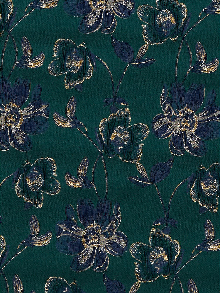 Front View - Evergreen Floral Oscar Metallic Floral Jacquard Fabric by the Yard