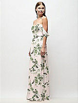 Side View Thumbnail - Palm Beach Print Off-the-Shoulder Basque Corset Floral Chiffon Maxi Dress
