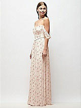 Side View Thumbnail - Coquette Floral Print Off-the-Shoulder Basque Corset Floral Chiffon Maxi Dress