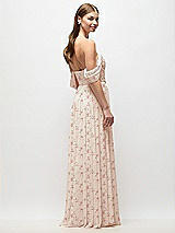 Rear View Thumbnail - Coquette Floral Print Off-the-Shoulder Basque Corset Floral Chiffon Maxi Dress