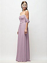 Side View Thumbnail - Suede Rose Off-the-Shoulder Basque Corset Chiffon Maxi Dress