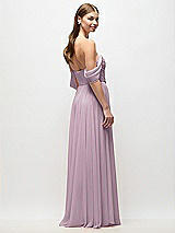 Rear View Thumbnail - Suede Rose Off-the-Shoulder Basque Corset Chiffon Maxi Dress