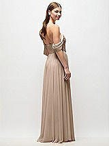 Rear View Thumbnail - Topaz Off-the-Shoulder Basque Corset Chiffon Maxi Dress