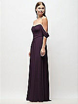 Side View Thumbnail - Aubergine Off-the-Shoulder Basque Corset Chiffon Maxi Dress