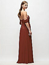 Rear View Thumbnail - Auburn Moon Off-the-Shoulder Basque Corset Chiffon Maxi Dress