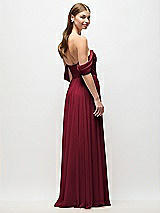 Rear View Thumbnail - Burgundy Off-the-Shoulder Basque Corset Chiffon Maxi Dress