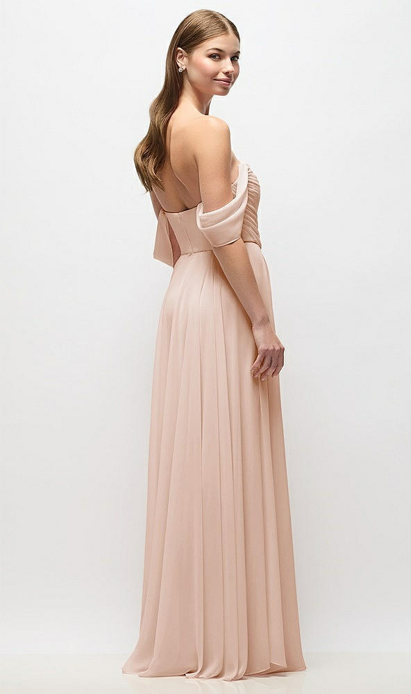 Back View - Cameo Off-the-Shoulder Basque Corset Chiffon Maxi Dress