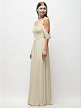 Side View Thumbnail - Champagne Off-the-Shoulder Basque Corset Chiffon Maxi Dress