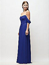 Side View Thumbnail - Cobalt Blue Off-the-Shoulder Basque Corset Chiffon Maxi Dress