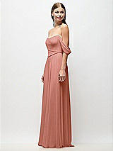 Side View Thumbnail - Desert Rose Off-the-Shoulder Basque Corset Chiffon Maxi Dress