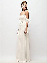 Side View Thumbnail - Ivory Off-the-Shoulder Basque Corset Chiffon Maxi Dress