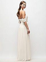 Rear View Thumbnail - Ivory Off-the-Shoulder Basque Corset Chiffon Maxi Dress