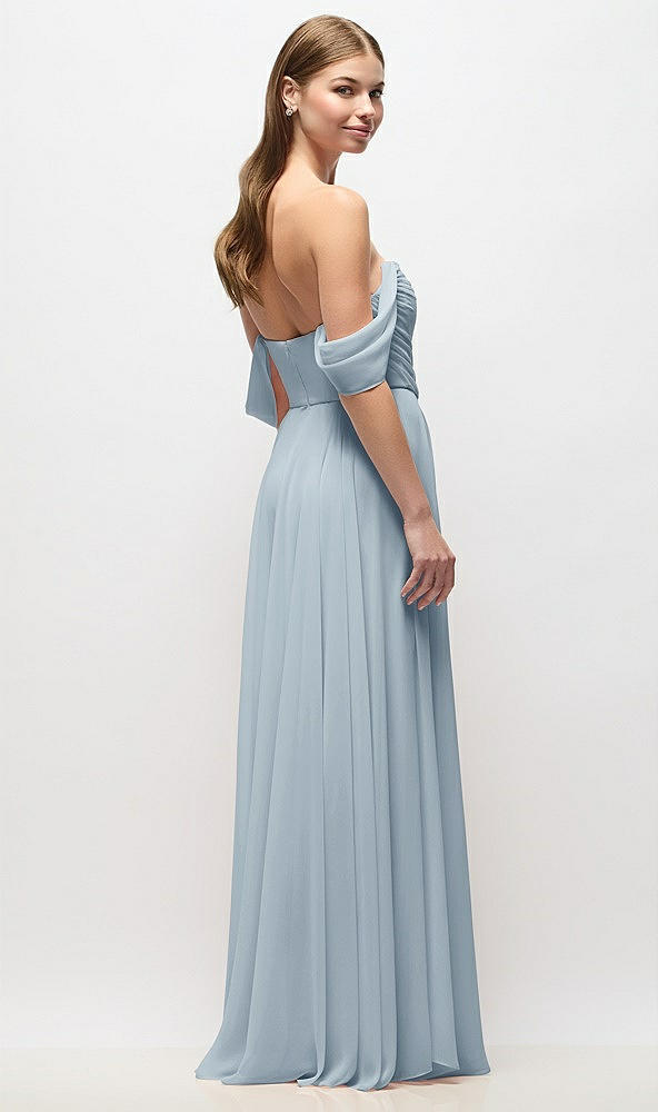 Back View - Mist Off-the-Shoulder Basque Corset Chiffon Maxi Dress