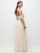 Rear View Thumbnail - Oat Off-the-Shoulder Basque Corset Chiffon Maxi Dress