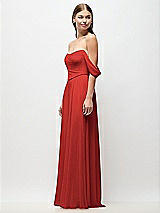 Side View Thumbnail - Poppy Red Off-the-Shoulder Basque Corset Chiffon Maxi Dress