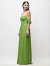 Side View Thumbnail - Peridot Green Off-the-Shoulder Basque Corset Chiffon Maxi Dress