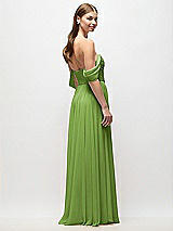 Rear View Thumbnail - Peridot Green Off-the-Shoulder Basque Corset Chiffon Maxi Dress