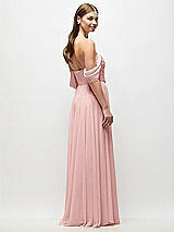 Rear View Thumbnail - Rose Off-the-Shoulder Basque Corset Chiffon Maxi Dress