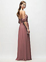 Rear View Thumbnail - Rosewood Off-the-Shoulder Basque Corset Chiffon Maxi Dress