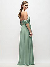 Rear View Thumbnail - Seagrass Off-the-Shoulder Basque Corset Chiffon Maxi Dress