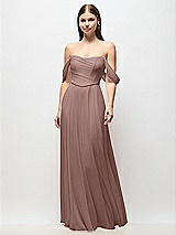 Front View Thumbnail - Sienna Off-the-Shoulder Basque Corset Chiffon Maxi Dress