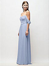 Side View Thumbnail - Sky Blue Off-the-Shoulder Basque Corset Chiffon Maxi Dress