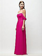 Side View Thumbnail - Think Pink Off-the-Shoulder Basque Corset Chiffon Maxi Dress