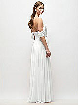 Rear View Thumbnail - White Off-the-Shoulder Basque Corset Chiffon Maxi Dress