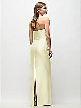 Rear View Thumbnail - Butter Yellow Strapless Asymmetrical Draped Satin Column Maxi Dress