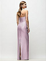 Rear View Thumbnail - Suede Rose Strapless Asymmetrical Draped Satin Column Maxi Dress