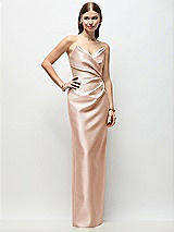 Front View Thumbnail - Cameo Strapless Asymmetrical Draped Satin Column Maxi Dress