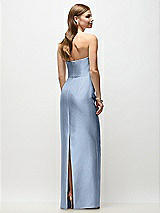 Rear View Thumbnail - Cloudy Strapless Asymmetrical Draped Satin Column Maxi Dress