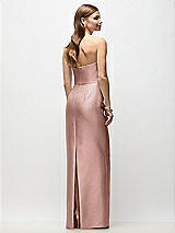 Rear View Thumbnail - Neu Nude Strapless Asymmetrical Draped Satin Column Maxi Dress