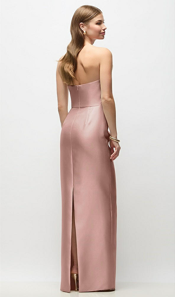 Back View - Neu Nude Strapless Asymmetrical Draped Satin Column Maxi Dress