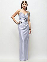 Front View Thumbnail - Silver Dove Strapless Asymmetrical Draped Satin Column Maxi Dress