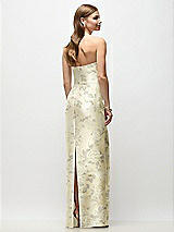 Rear View Thumbnail - Butter Yellow Floral Strapless Asymmetrical Draped Satin Column Floral Maxi Dress