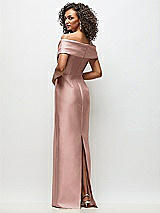 Rear View Thumbnail - Neu Nude Draped Wrap Off-the-Shoulder Satin Column Floral Maxi Dress