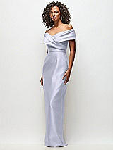 Side View Thumbnail - Silver Dove Draped Wrap Off-the-Shoulder Satin Column Floral Maxi Dress