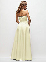Rear View Thumbnail - Butter Yellow Strapless Twist Cuff Neck Satin Maxi Dress with Basque-Waist & Full Skirt
