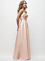 Side View Thumbnail - Cameo Strapless Twist Cuff Neck Satin Maxi Dress with Basque-Waist & Full Skirt