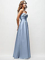 Side View Thumbnail - Cloudy Strapless Twist Cuff Neck Satin Maxi Dress with Basque-Waist & Full Skirt