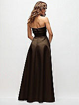 Rear View Thumbnail - Espresso Strapless Twist Cuff Neck Satin Maxi Dress with Basque-Waist & Full Skirt