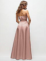 Rear View Thumbnail - Neu Nude Strapless Twist Cuff Neck Satin Maxi Dress with Basque-Waist & Full Skirt
